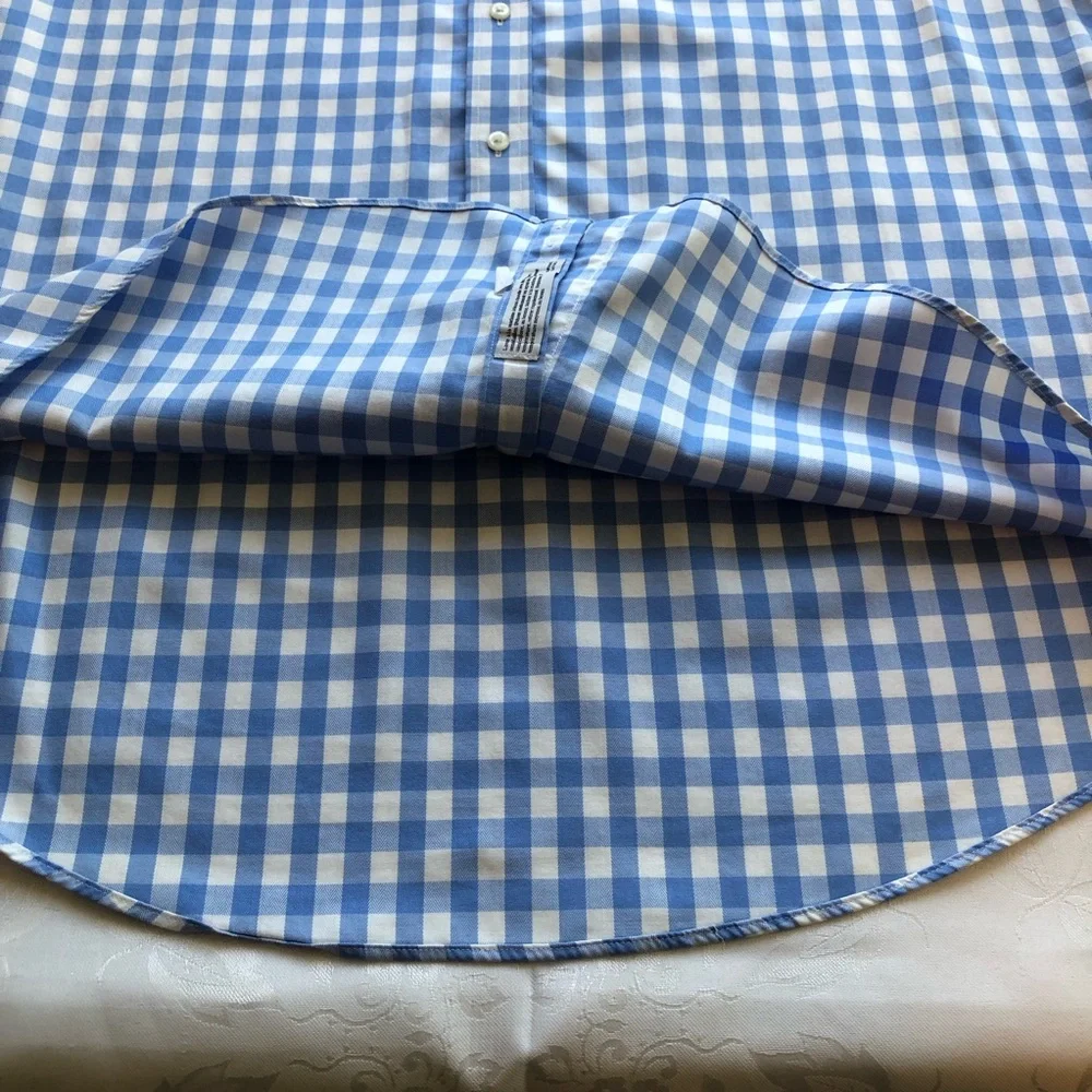 Nordstrom Wrinkle-Free Blue/White Checkered Button-Up Shirt Men’s Size 16.5 34